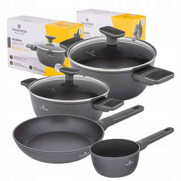 Sada hrnců 16/20/24 cm na indukci, plyn pánev24 cm Valdinox Modern