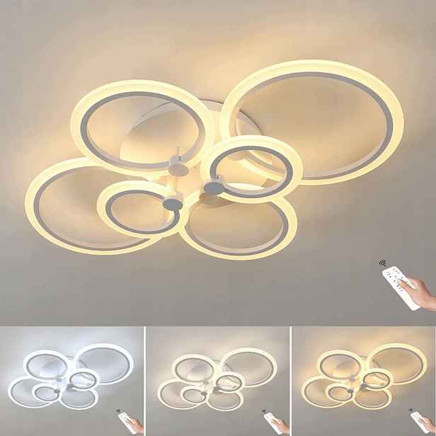 Stropní svítidlo Led Plafon 6 kroužků bílé moderní stmívatelné dálkové ovládání 76W