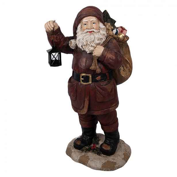 Veliká dekorativní figurka Santa Claus s dárky a lucernou - 37*39*82 cm Clayre & Eef