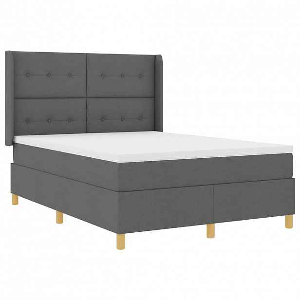 vidaXL Postel s boxspringem s LED pásky Šedá 140 x 200 cm textil