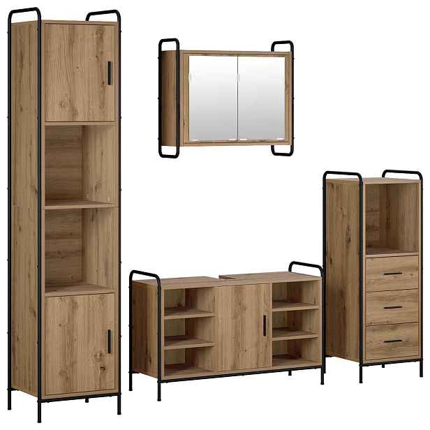 vidaXL Sada koupelnových skříněk 4 ks Dub artisan 40 x 36 x 181 cm