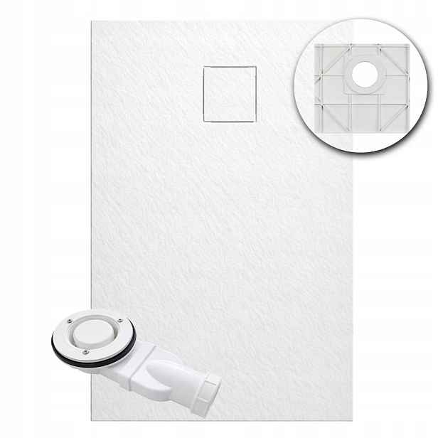 Aquauno Sprchová Vanička Obložníková Smc 100 x 80 cm Bílá Struktura Kamene Sifon