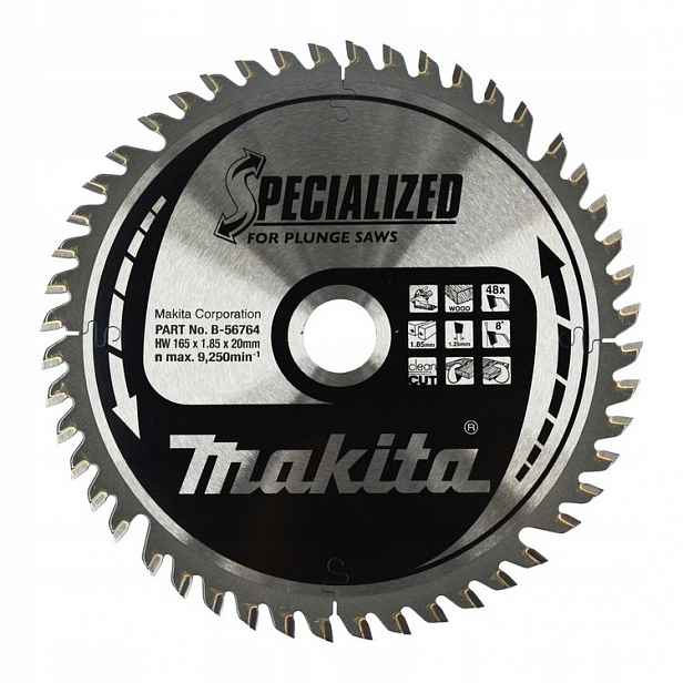 Speciální Sintrovací Pila Na Dřevo T.c.t 165*20MM 48Z B-56764 Makita