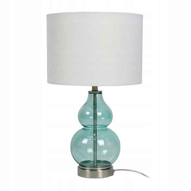 Stolní lampa s látkovým stínidlem E14, skleněná základna