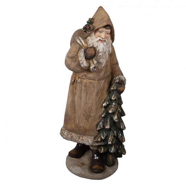 Veliká dekorativní figurka Santa Claus se stromkem - 38*30*90 cm Clayre & Eef