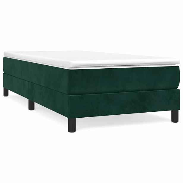 vidaXL Rám postele s boxspringem tmavě zelená 90 x 190 cm samet
