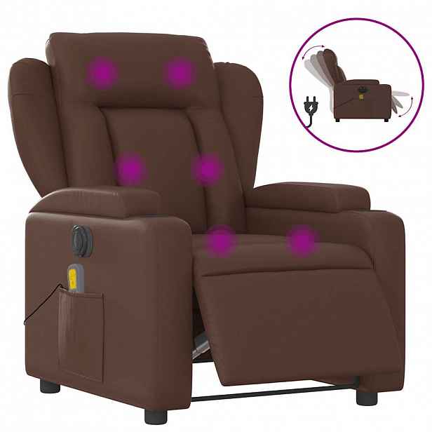 vidaXL Elektrické masážní polohovací křeslo hnědé umělá kůže