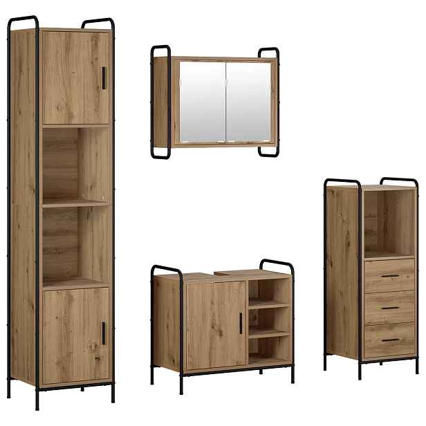 vidaXL Sada koupelnových skříněk 4 ks Dub artisan 40 x 36 x 181 cm