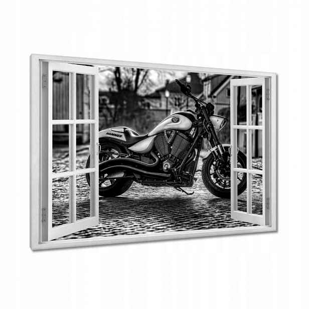 Obrazy 90x60 Černobílé foto motorka