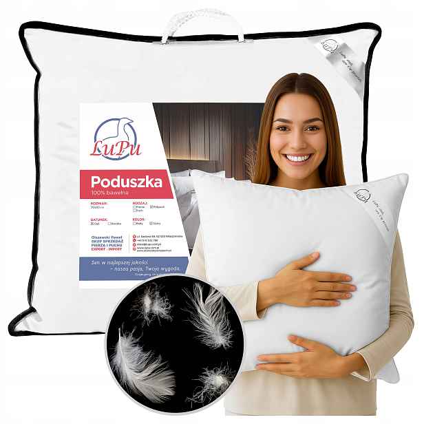 Polštář 70x80 na spaní z Husího Peří šedé barvy, antialergický, bílý