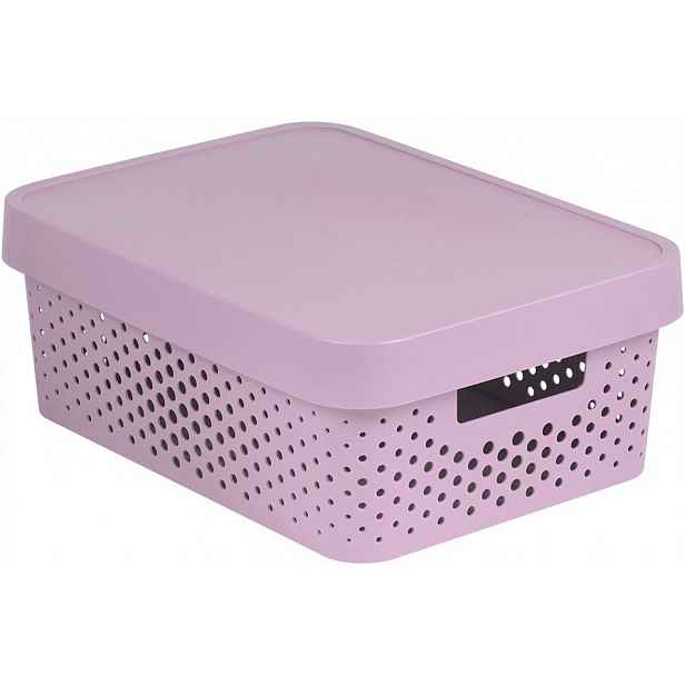 Úložný box INFINITY s víkem růžový děrovaný 11 l