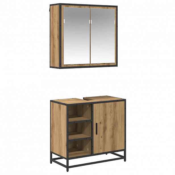 vidaXL Sada koupelnového nábytku 2 ks Artisanový dub 65 x 33 x 60 cm