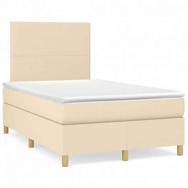 vidaXL Box spring postel s matrací krémová 120x200 cm textil