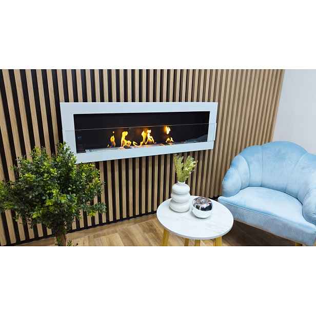 Biokrb Gmt závěsný 1200x400 bílý lesk se sklem 120x40x12 cm Bílý