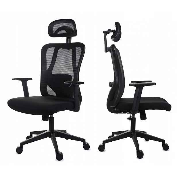 Ergonomické kancelářské křeslo FXB004 s nastavitelnými područkami a opěrkou hlavy, Bozp