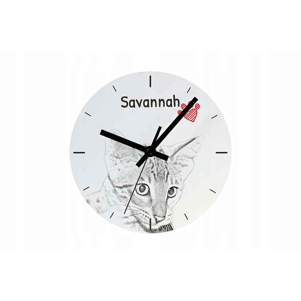 Kočka Savannah, hodiny s kočkou, závěsné a stojící, personalizace fotografií