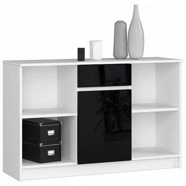 RAUMHIRSCH FURNITURE KOMODA bílá, černý lesk 77/120/40