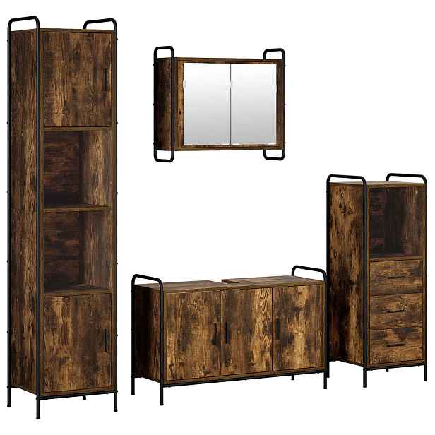 vidaXL Sada koupelnových skříněk 4 ks Kouřový dub 40 x 36 x 181 cm
