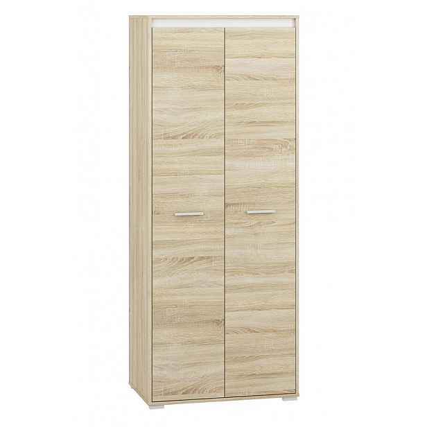 Dvoudveřová šatní skříň GVENDA - šířka 80 cm, dub sonoma světlý