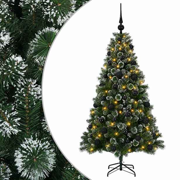 vidaXL Umělý vánoční stromeček s baňkami 150 cm 150 LED Teplá bílá