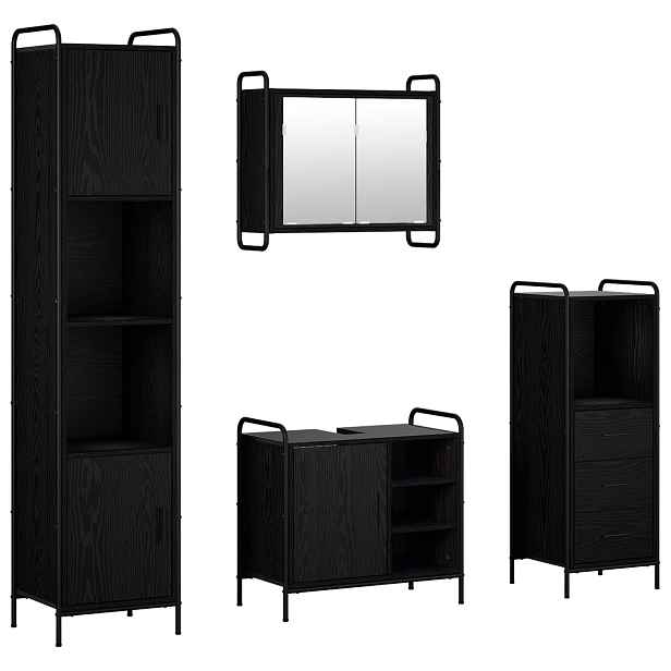 vidaXL Sada koupelnových skříněk 4 ks Černý dub 40 x 36 x 181 cm