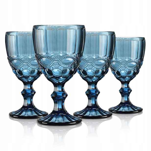 Skleničky Joeyan Vintage Modré Serpentinový Vzor 295 ml Sada 4ks R18