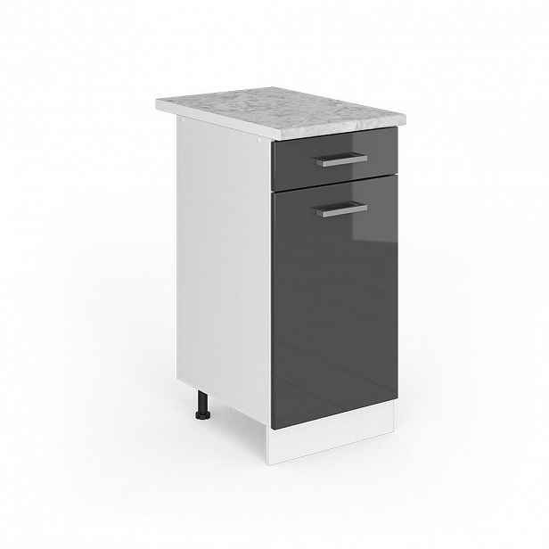 Vicco UNIVERZÁLNÍ ZÁKLADNÍ JEDNOTKA R-Line Antracitový vysoký lesk 40 cm se zásuvkou, s pracovní deskou
