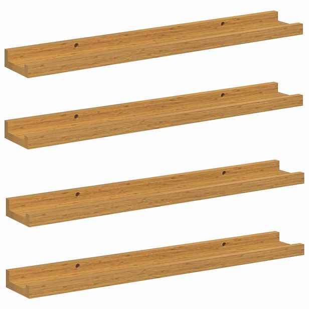 vidaXL Nástěnná polička 4 ks Béžová 60 x 9 x 3 cm Kompozitní dřevo