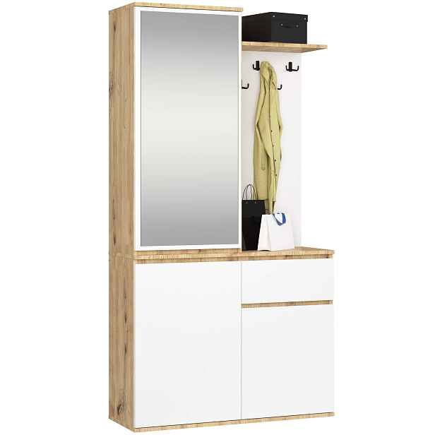 Ak furniture Předsíňová stěna Entro bílá/dub artisan