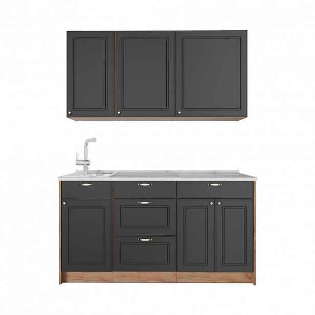 Vicco JEDNOTKOVÁ KUCHYNĚ Fame-Line, Anthrazit-Gold Landhaus/Zlatý mocný dub, 150 cm, PD Mramor