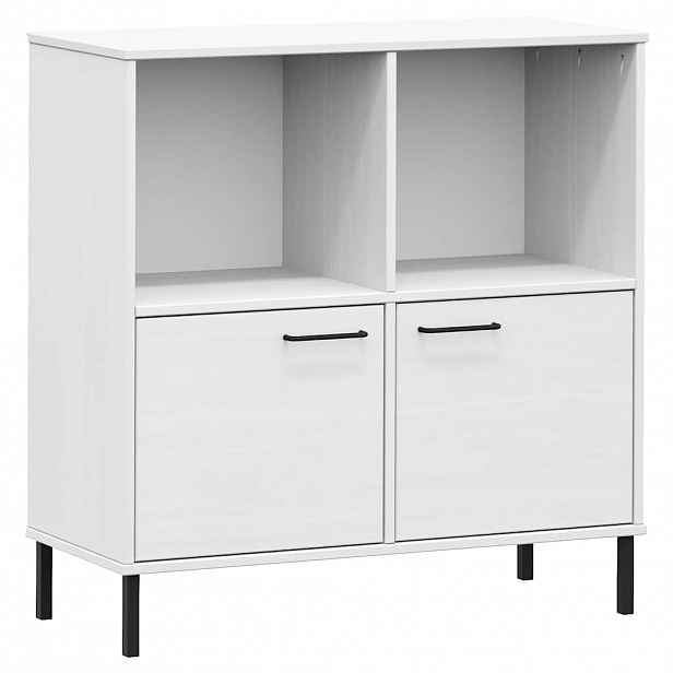 vidaXL Knihovna s kovovými nohami bílá 90 x 35 x 90,5 cm masiv OSLO
