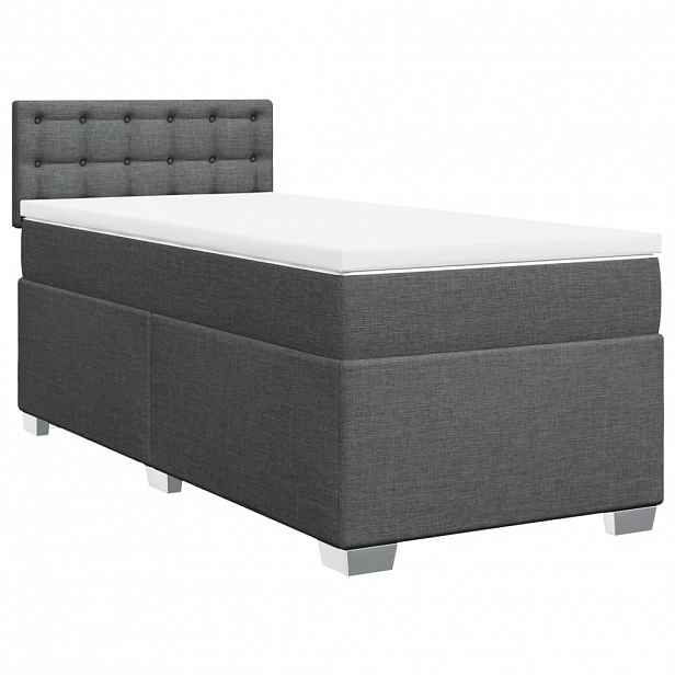vidaXL Box spring postel s matrací tmavě šedá 90x200 cm textil