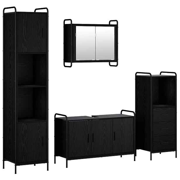 vidaXL Sada koupelnových skříněk 4 ks Černý dub 40 x 36 x 181 cm