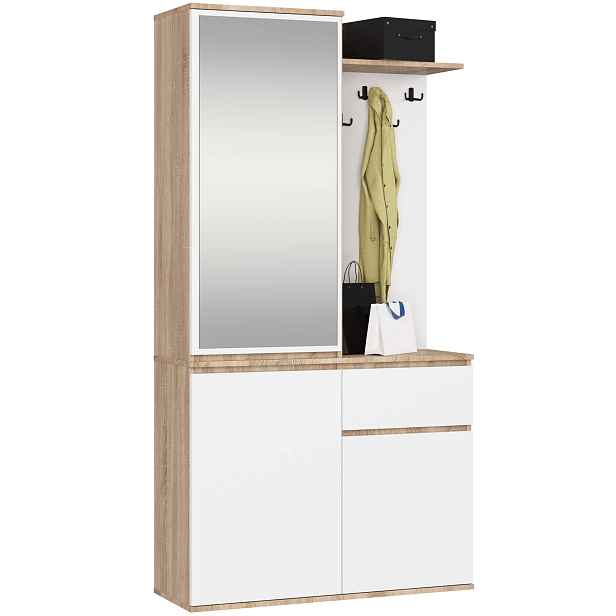 Ak furniture Předsíňová stěna Entro bílá/dub sonoma