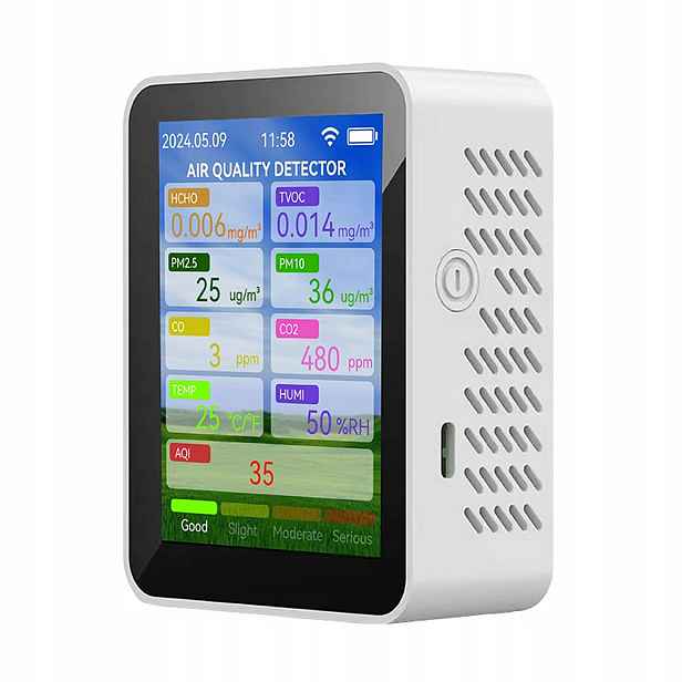 Měřič kvality vzduchu Hcho Tvoc Oxid uhelnatý CO2 PM2.5 PM10