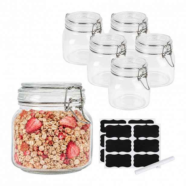 Relaxdays ZAVAŘOVACÍ SKLENICE Průhledné 6ks-set 750 ml