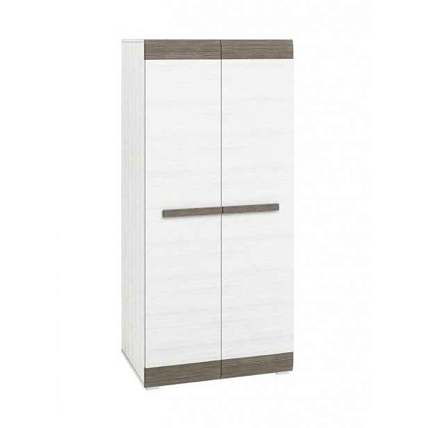Šatní skříň ILKO - šířka 92 cm, bílá borovice / new grey