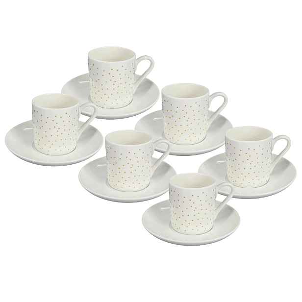 Set 6ks Porcelánový šálek Mini Dots 70 ml zlaté puntíky, by inspire