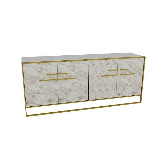 Skříňka Polka Gold and White