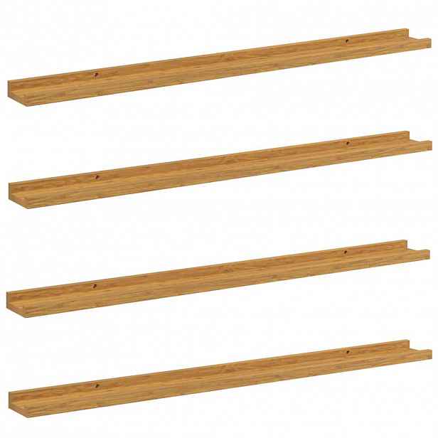 vidaXL Nástěnná polička 4 ks Béžová 100 x 9 x 3 cm Kompozitní dřevo