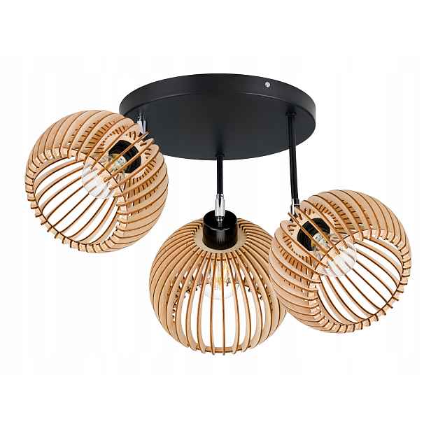 Lampa stropní svítidlo lustr pohyblivý vysoký stropní Loft stínidlo koule 36 Dřevo E27