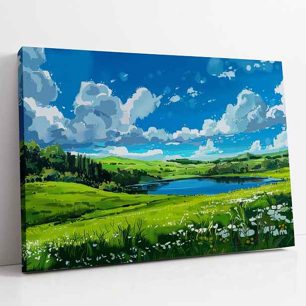Obraz na plátně Louka u jezera, krajina do domu, pokoje, obýváku 80x60