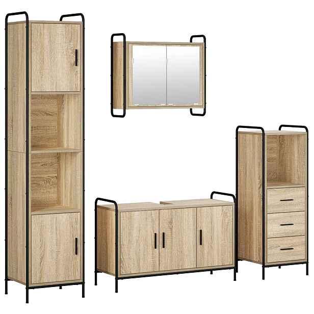vidaXL Sada koupelnových skříněk 4 ks Dub sonoma 40 x 36 x 181 cm