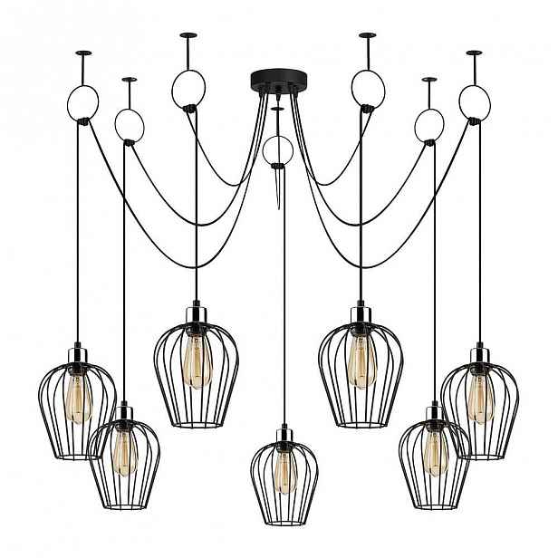 Černé závěsné svítidlo pro 6 žárovek Opviq lights Tel