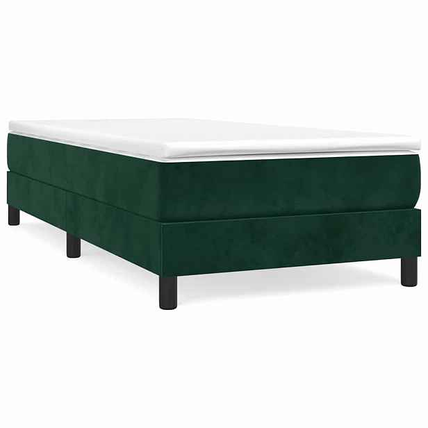 vidaXL Rám postele s boxspringem tmavě zelená 90 x 200 cm samet