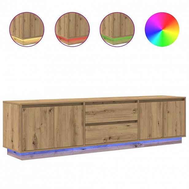 vidaXL TV skříňka s LED osvětlením dub artisan 193,5x41x50 cm