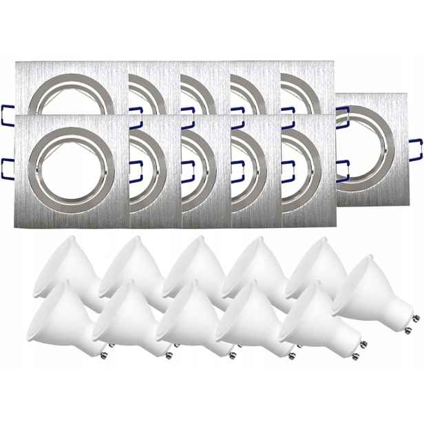 11x Hliníková Lampa Objímka Inox Ocel Kartáčovaná Led Žárovky 1,5W