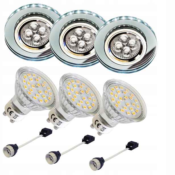 3x Halogenové stropní svítidlo Bílý Led pásek Led žárovka GU10 3W Sada
