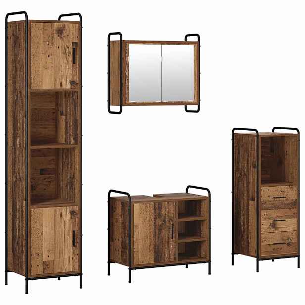 vidaXL Sada koupelnových skříněk 4 ks Staré dřevo 40 x 36 x 181 cm