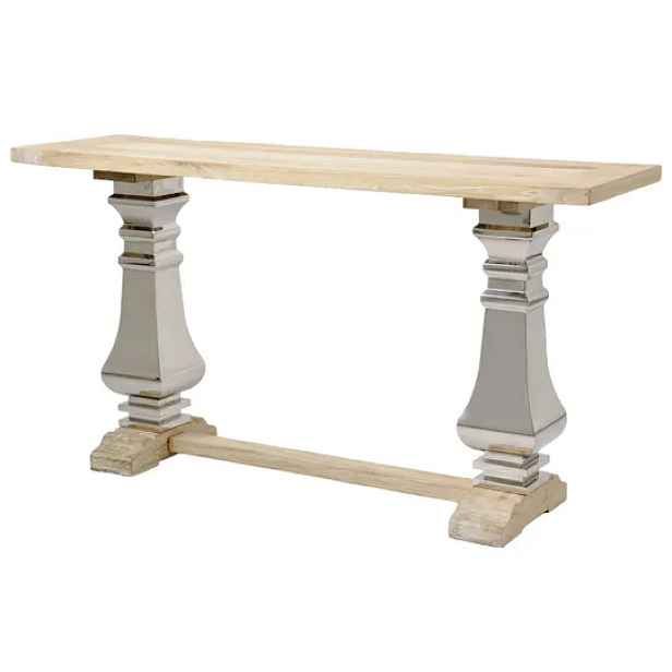 LivinHill Konzolový stolek Glamour 160 cm z masivu hnědý/chrom